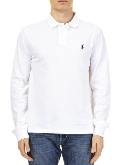 Shop Polo Ralph Lauren White Cotton Long Sleeve Polo Shirt
