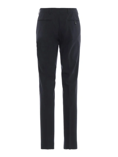 Shop Prada Dark Blue Wool Formal Trousers