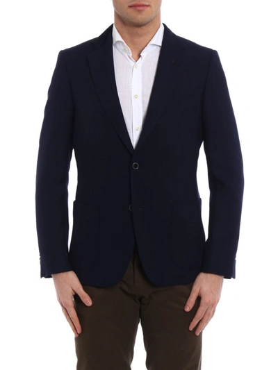 Shop Fay Natte Wool Unlined Blazer In Blue