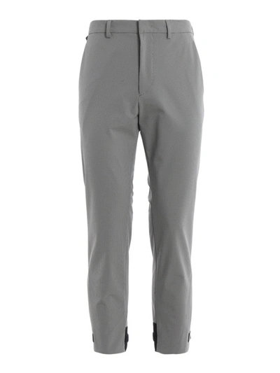 Shop Prada Patterned Stretch Tech Fabric Trousers In Light Grey