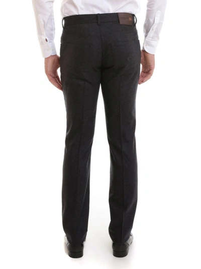Shop Corneliani Five Pocket Cotton Trousers In Grey
