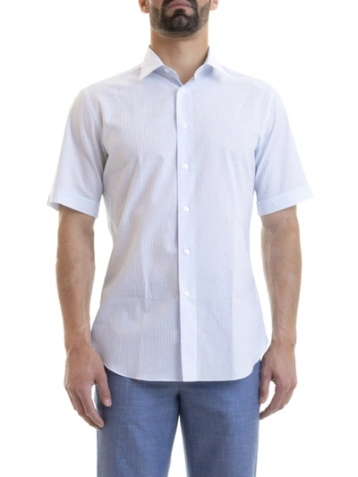 Shop Brioni Striped Cotton Shirt In White