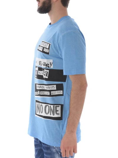 Shop Dsquared2 Faded Light Blue Printed T-shirt