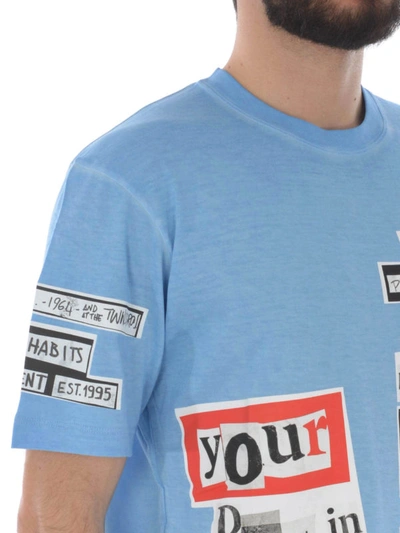 Shop Dsquared2 Faded Light Blue Printed T-shirt