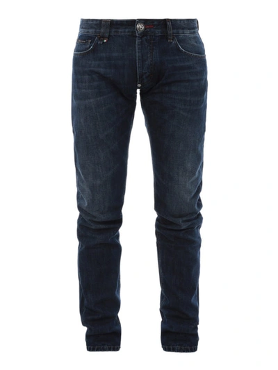 Shop Philipp Plein Cotton Denim Jeans In Medium Wash