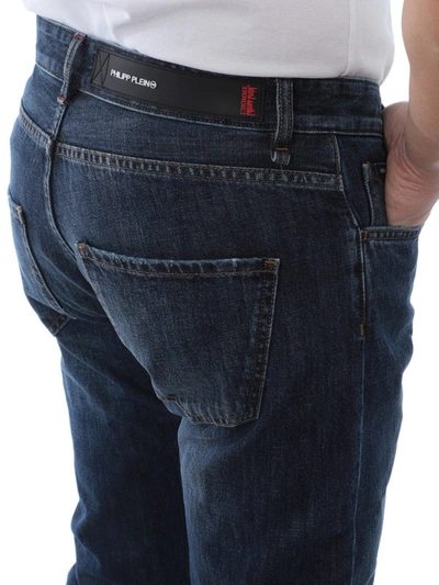 Shop Philipp Plein Cotton Denim Jeans In Medium Wash
