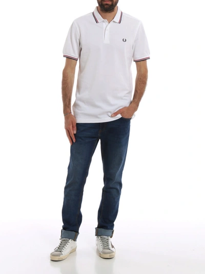 Shop Fred Perry White Cotton Pique Polo Shirt