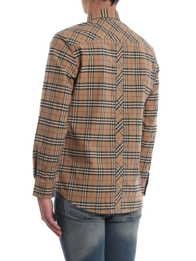 Shop Burberry Canwell Check Cotton Poplin Shirt In Light Brown