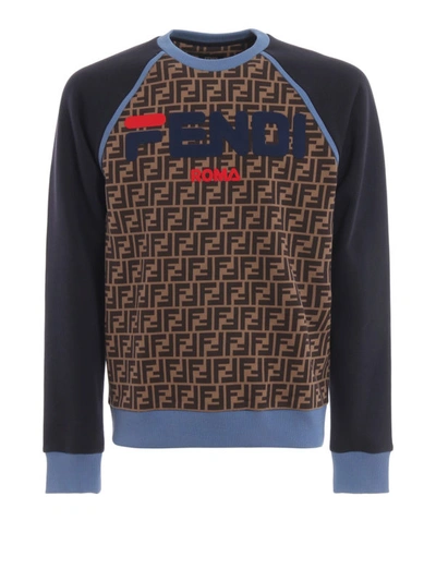 Shop Fendi Ff Sweatshirt With Logo Application In Multicolour