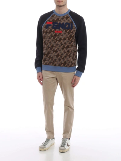 Shop Fendi Ff Sweatshirt With Logo Application In Multicolour