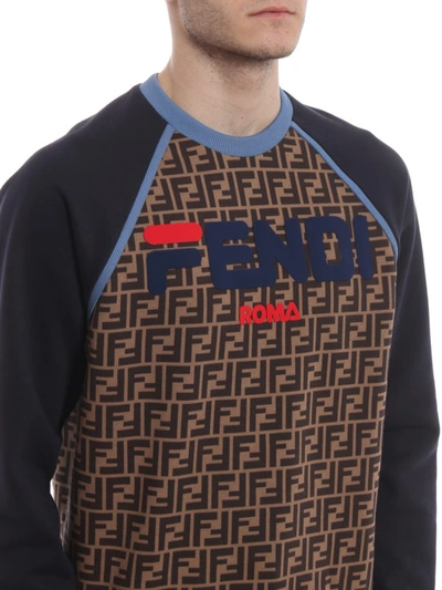 Shop Fendi Ff Sweatshirt With Logo Application In Multicolour