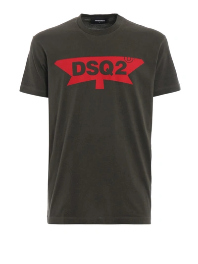 Shop Dsquared2 Dsq2 Print Army Green T-shirt