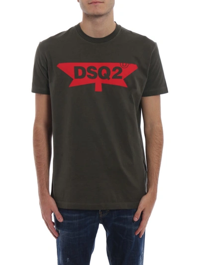 Shop Dsquared2 Dsq2 Print Army Green T-shirt