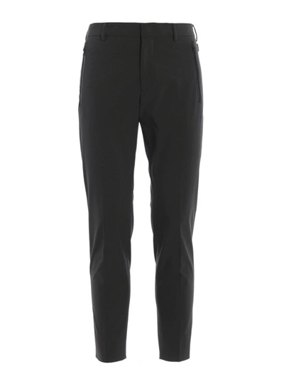 Shop Prada Gingham Stretch Techno Fabric Trousers In Dark Grey