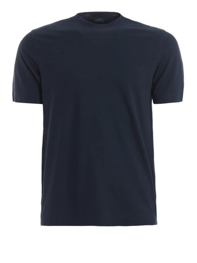 Shop Zanone Blue Crew Neck T-shirt In Dark Blue