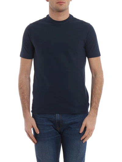 Shop Zanone Blue Crew Neck T-shirt In Dark Blue