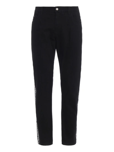 Shop Dolce & Gabbana Regular Fit Blend Cotton Jeans In Black