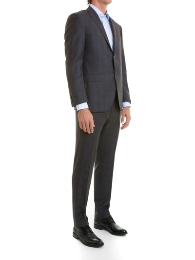 Shop Corneliani Two-piece Check Wool Suit In Brown