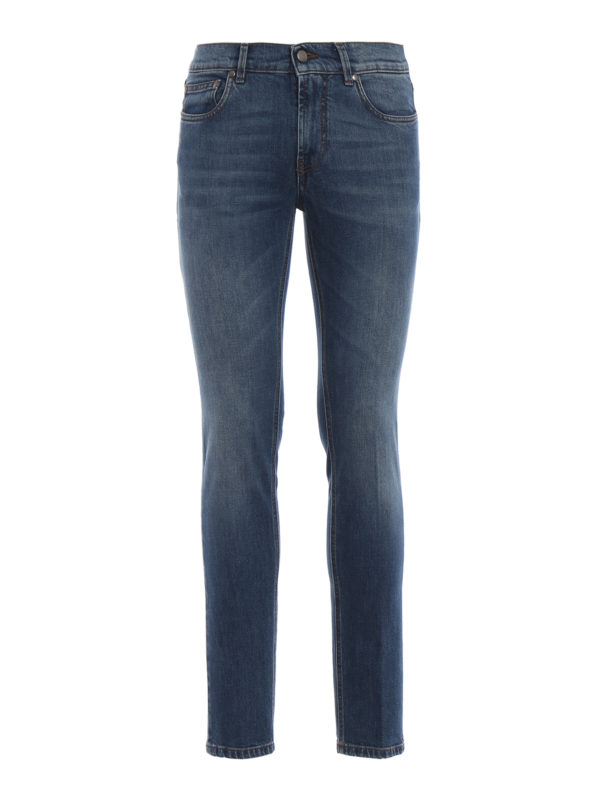 Fay Stretch Cotton Classic Five Pockets Jeans In Medium Wash | ModeSens