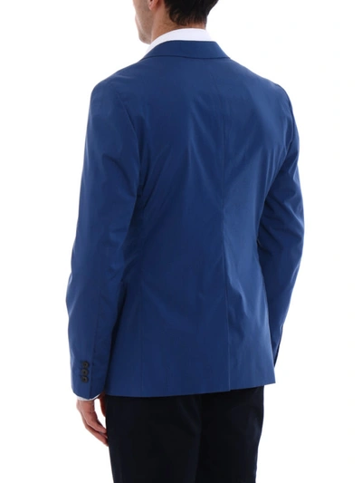 Shop Prada Micro Patterned Poplin Blazer In Light Blue