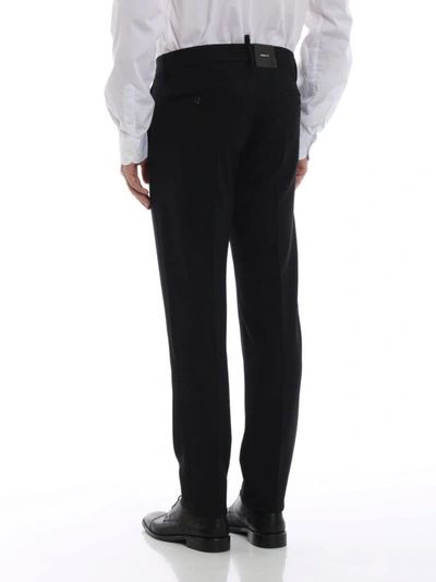 Shop Dsquared2 Black Twill Wool Chino Trousers