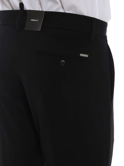 Shop Dsquared2 Black Twill Wool Chino Trousers