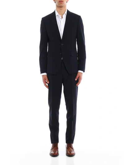 Shop Dsquared2 Manchester Wool Jacquard Suit In Dark Blue