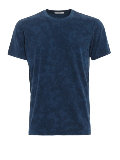 Shop Etro Paisley Print Blue-green T-shirt