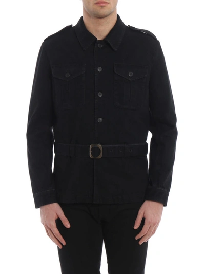 Shop Saint Laurent Black Denim Jacket