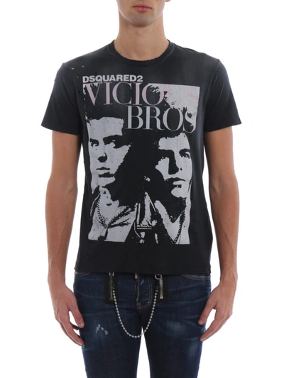 Shop Dsquared2 Vicious Vintage Style Torn Cotton T-shirt In Dark Grey