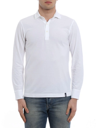 Shop Drumohr Long Sleeve Jersey Polo Shirt In White