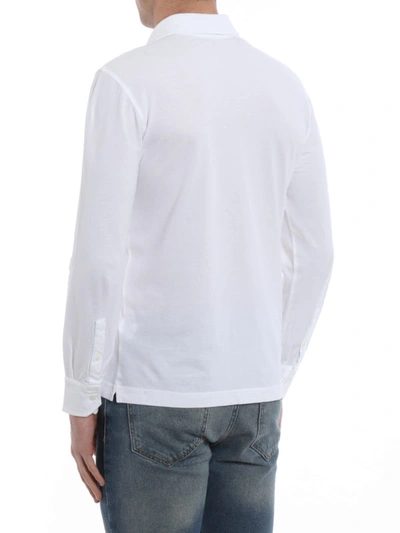 Shop Drumohr Long Sleeve Jersey Polo Shirt In White