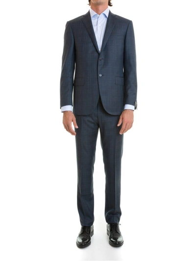 Shop Corneliani Check Wool Two-piece Suit In Grey