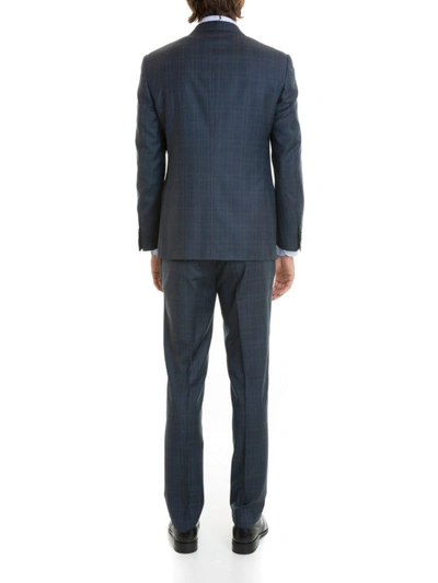 Shop Corneliani Check Wool Two-piece Suit In Grey
