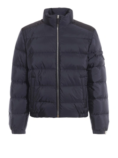 Shop Prada Semi Glossy Navy Nylon Puffer Jacket In Blue