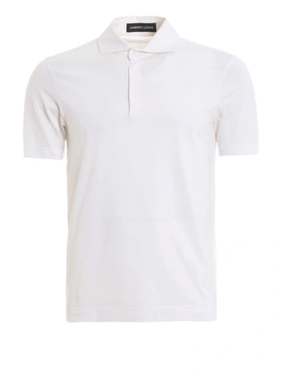 Shop Lamberto Losani White Stretch Cotton Polo Shirt