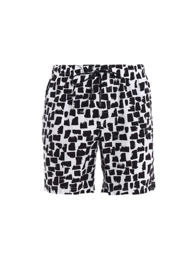 Shop Dolce & Gabbana Bicolour Printed Swim Shorts In Black