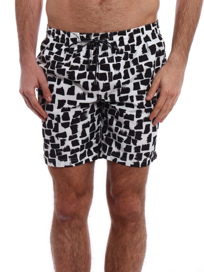 Shop Dolce & Gabbana Bicolour Printed Swim Shorts In Black