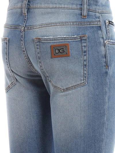 Shop Dolce & Gabbana Logo Plaque Light Skinny Jeans In Light Wash