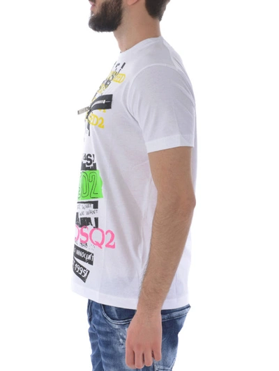 Shop Dsquared2 Printed White T-shirt With Decorative Zip