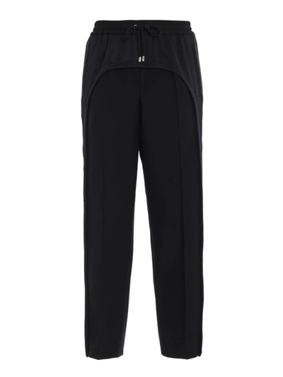 Shop Burberry Wool Trousers With Sporty Bands In Black