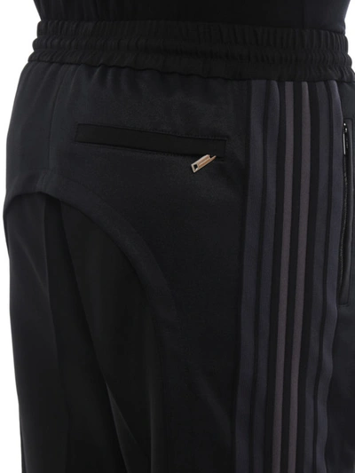 Shop Burberry Wool Trousers With Sporty Bands In Black