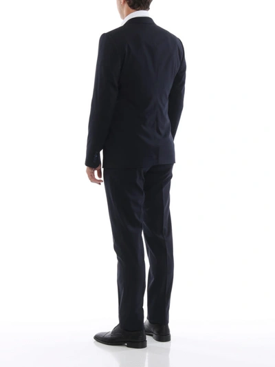 Shop Dolce & Gabbana Dark Blue Light Wool Three-piece Martini Suit