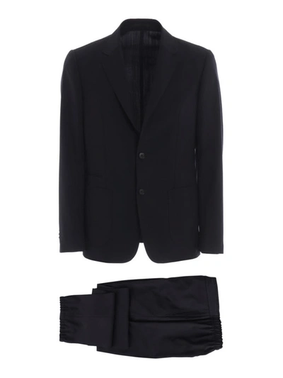 Shop Z Zegna Techmerino Two-piece Comfort Suit In Dark Blue