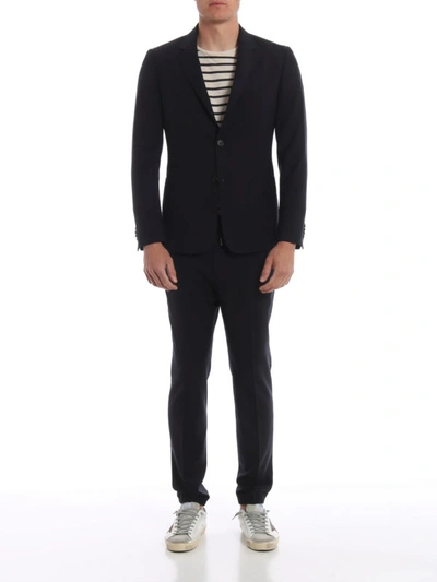 Shop Z Zegna Techmerino Two-piece Comfort Suit In Dark Blue