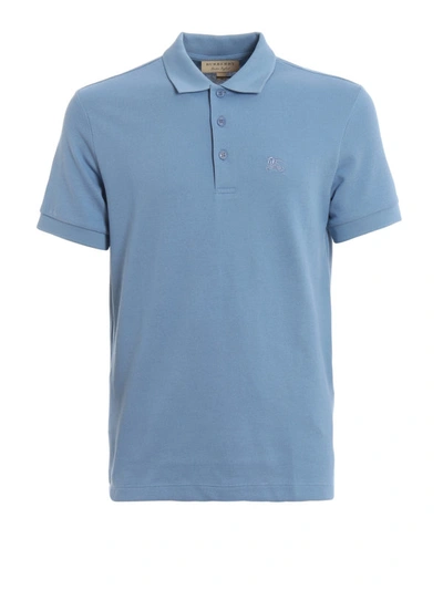 Shop Burberry Hartford Classic Pale Blue Polo Shirt In Light Blue