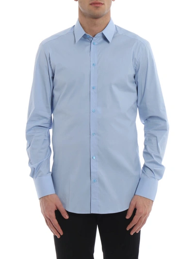 Shop Dolce & Gabbana Sky Blue Stretch Cotton Shirt In Light Blue