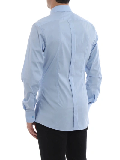 Shop Dolce & Gabbana Sky Blue Stretch Cotton Shirt In Light Blue