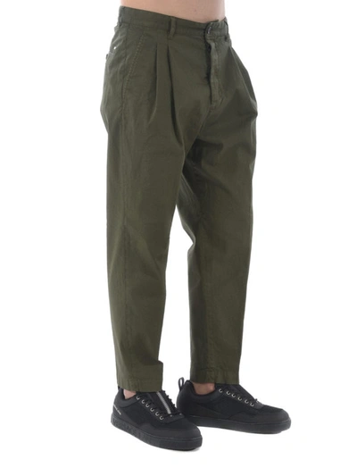 Shop Dsquared2 Cotton Drill Pleated Front Trousers In Dark Green
