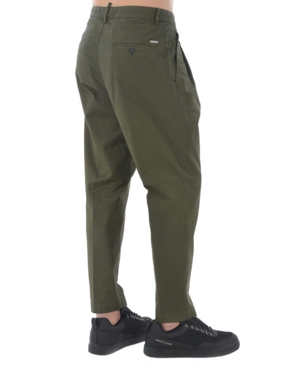 Shop Dsquared2 Cotton Drill Pleated Front Trousers In Dark Green